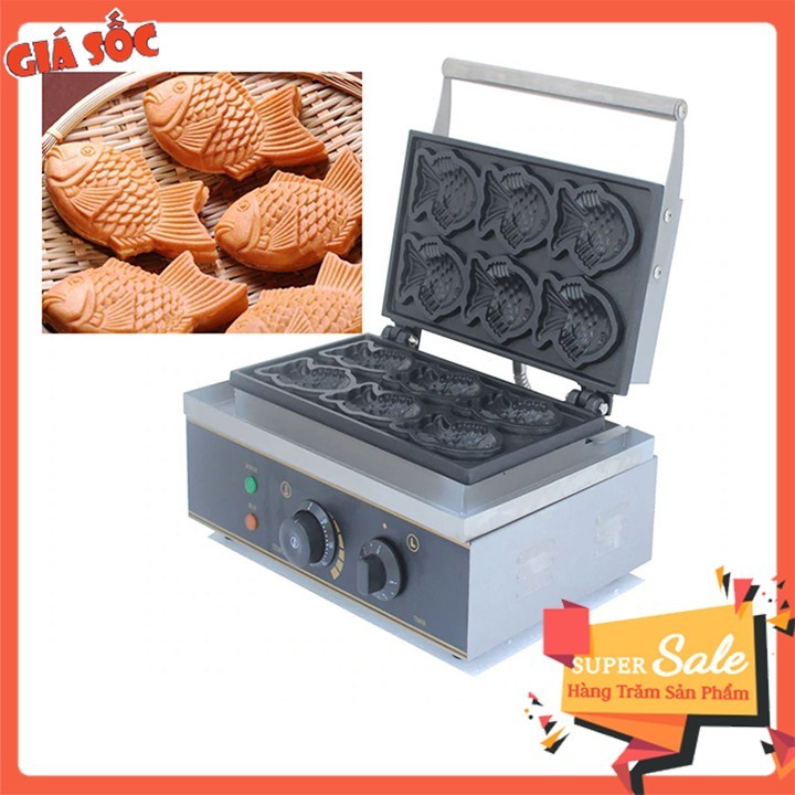 Máy làm bánh cá nhật bản công nghiệp 1650W gia nhiệt kép 2 mặt, chống dính teflon siêu bền