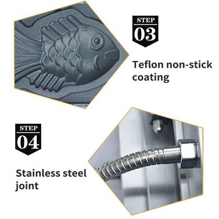 Máy làm bánh cá nhật bản công nghiệp 1650W gia nhiệt kép 2 mặt, chống dính teflon siêu bền