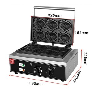 Máy làm bánh cá nhật bản công nghiệp 1650W gia nhiệt kép 2 mặt, chống dính teflon siêu bền