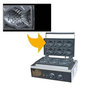 Máy làm bánh cá nhật bản công nghiệp 1650W gia nhiệt kép 2 mặt, chống dính teflon siêu bền