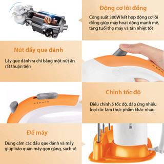 Máy đánh trứng cầm tay NETMEGO 300W tốc độ nhanh, hoạt động êm ái, bảo vệ quá nhiệt