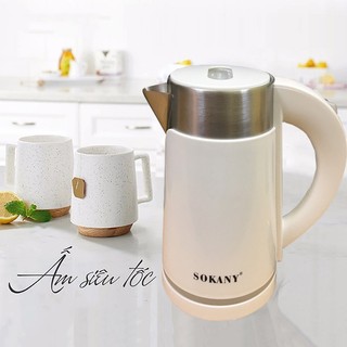 Bình siêu tốc 1200W 2 lớp cách nhiệt an toàn, dung tích 1L