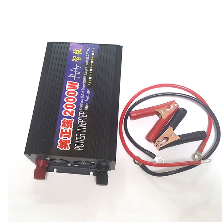 Bộ kích điện ắc quy 12v Sin chuẩn 2000W thiết kế gọn nhẹ, an toàn khi sử dụng.