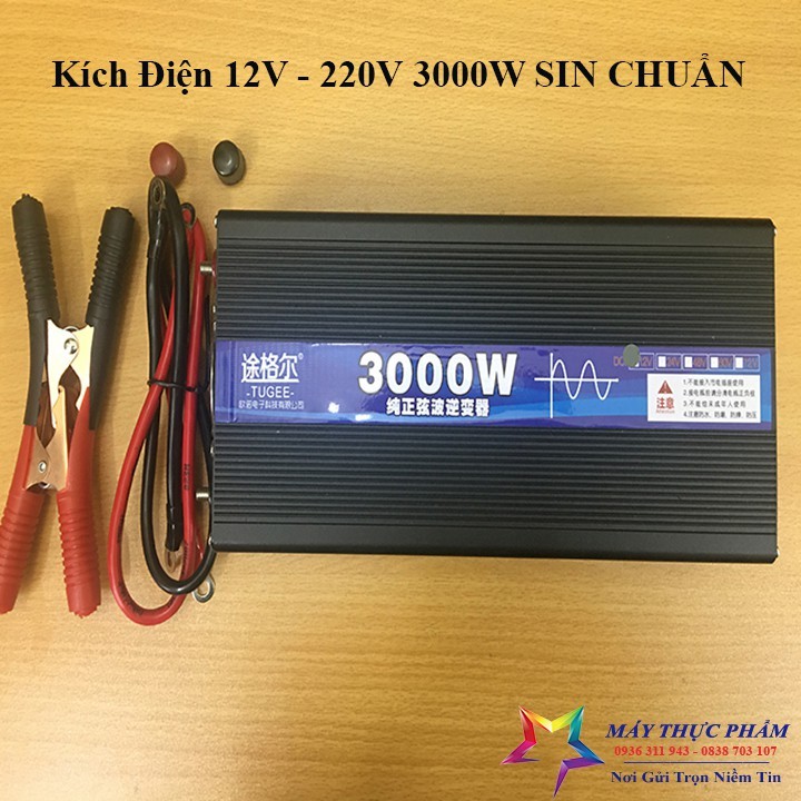 Bộ chuyển đổi điện 220v sin chuẩn 3000W thiết kế gọn nhẹ, an toàn khi sử dụng.