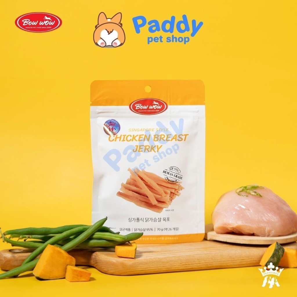 [HSD 12/1/23]Thịt Sấy Bowwow Jerky Kiểu Singapore Snack Cho Chó (70g)