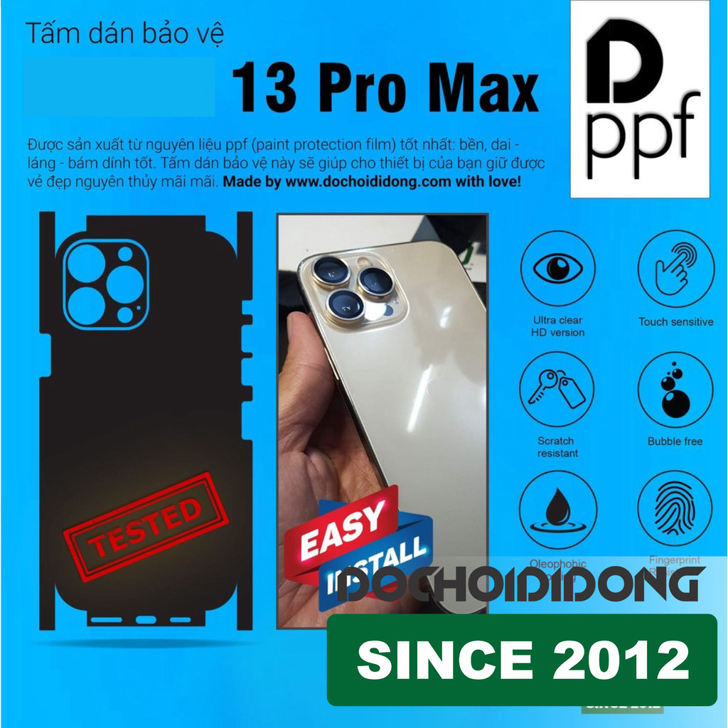 Miếng dán PPF  mặt lưng full viền iPhone 13 Pro Max dễ dán