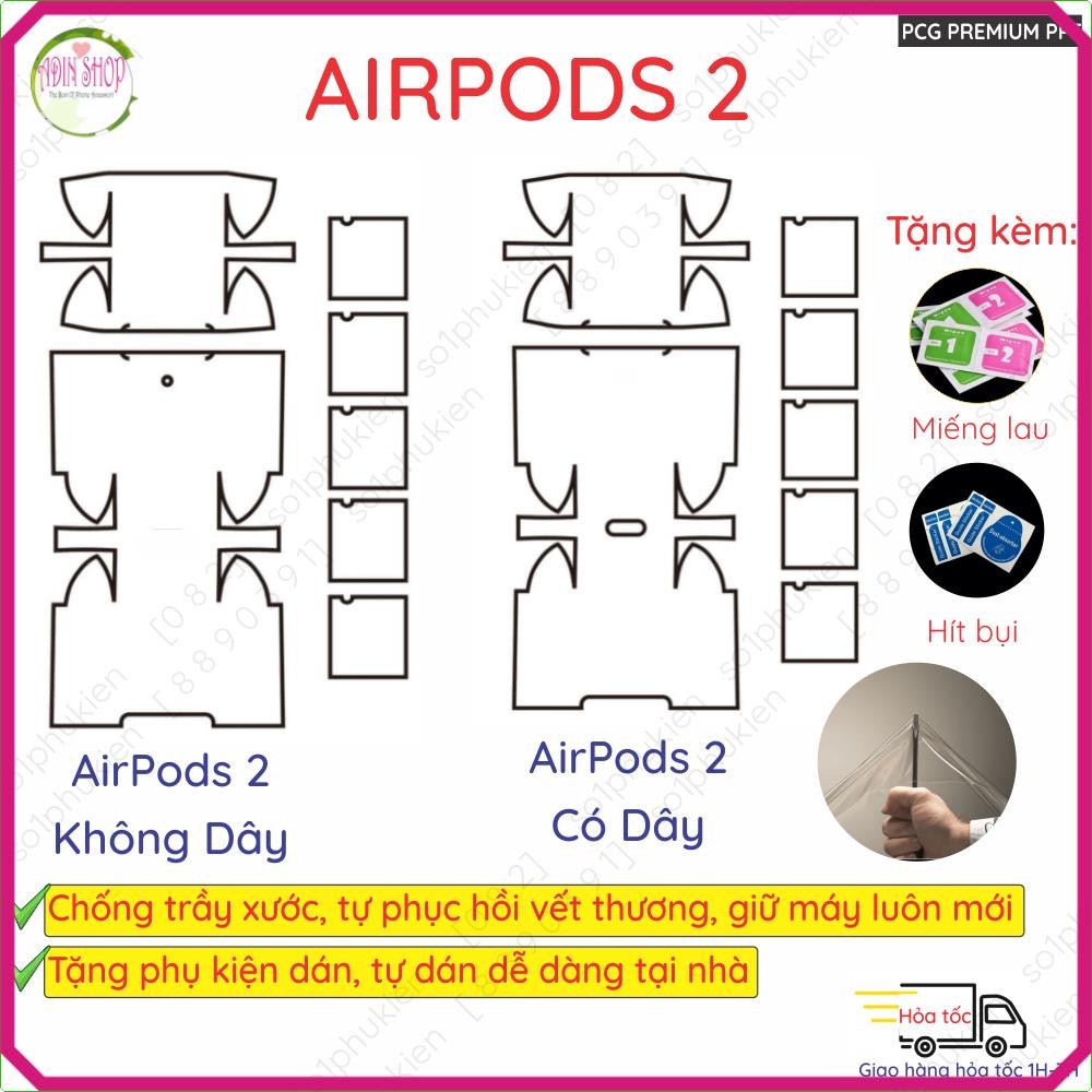 [rẻ vô địch] Skin Dán PPF AirPods 2 có dây/ AirPods 2 không dây full body toàn máy, chuẩn xịn chống 