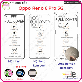 Dán PPF Oppo Reno 6 Pro 5G loại nhám, trong dành cho màn hình, mặt lưng, full body lưng viền
