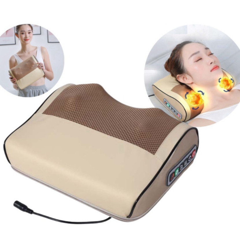 Gối Massage Cổ Vai Gáy - Máy Massage Hồng Ngoại 20 Bi Cao Cấp Bảo Hành 12 Tháng