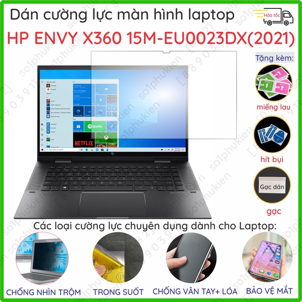 Dán cường lực màn hình Laptop HP ENVY X360 15M-EU0023DX (2021) màn 15.6 inch dẻo nano trong suốt, ch