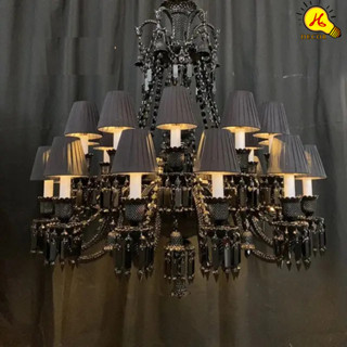 Đèn chùm pha lê đen bắc âu Tân Cổ Điển hiện đại cao cấp trang trí sảnh spa phòng khách hiện đại mới HQ DECOR
