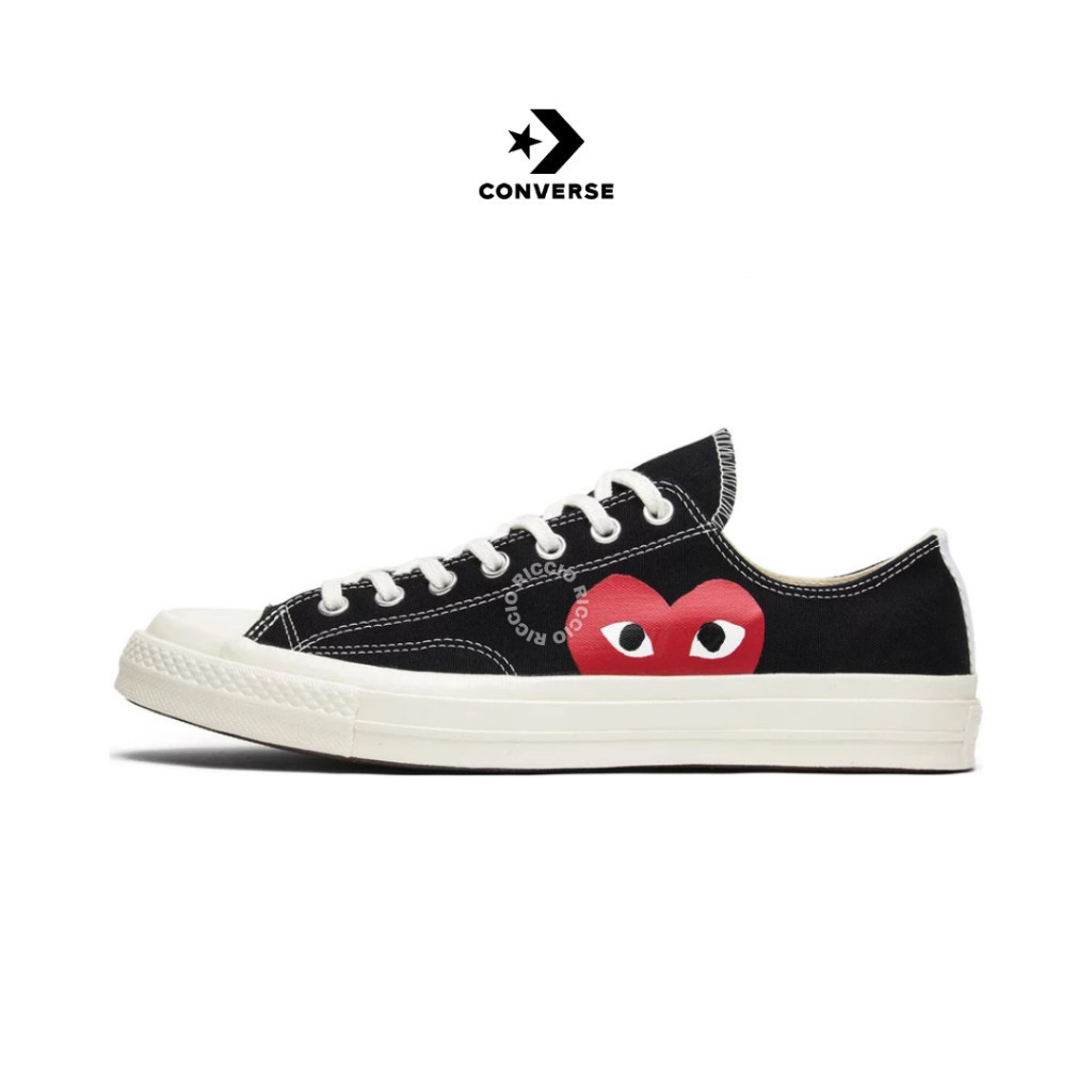 Giày sneakers *_Converse Chuck 70 Low x Comme des Garcons Play Big Heart Black White Nam Nữ CaoCấp