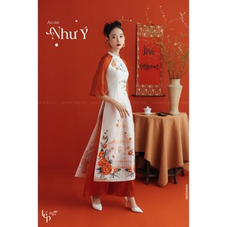 Áo dài Tết hoa hải đường Như Ý Lep' 1AD030CA