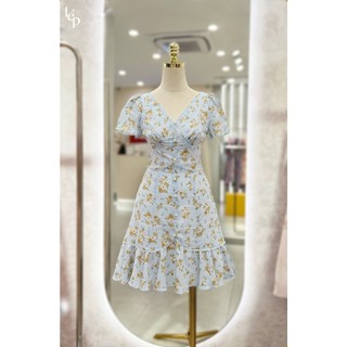 Váy cổ V phối ren Lep' 1VA02084XT
