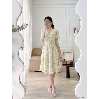 Váy cổ V nhún ngực 1VA1099XL Lep'