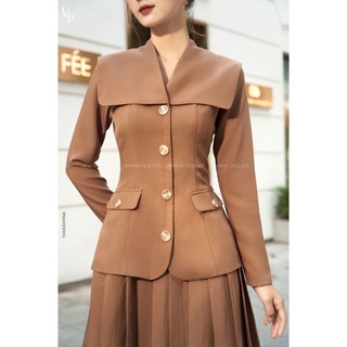 Váy cổ cape xếp ly lep' 1VA02201NA