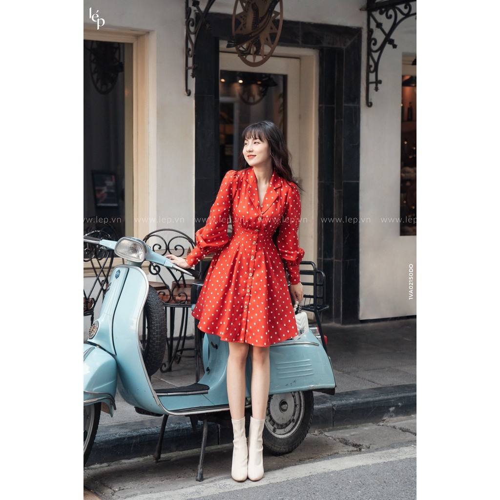 Váy cổ 2 ve đỏ Lep' 1VA02150DO