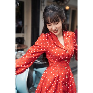 Váy cổ 2 ve đỏ Lep' 1VA02150DO