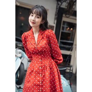 Váy cổ 2 ve đỏ Lep' 1VA02150DO