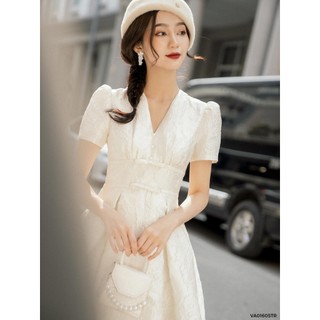Váy cổ V nơ eo 1VA01605TR Lep'