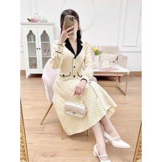 Váy chấm bi phối cổ đen 1VA1426BE Lep'