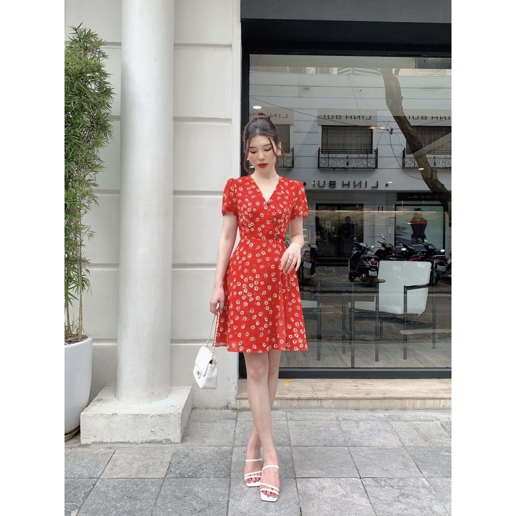 Váy wrap hoa đỏ 1VALJ042DO Lep'