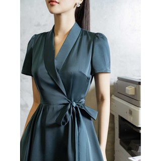 Váy lụa cổ bẻ ve 1VA01663XL Lep'
