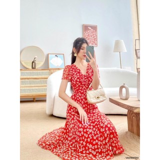Váy cổ tim nơ 1VA01637DO Lep'