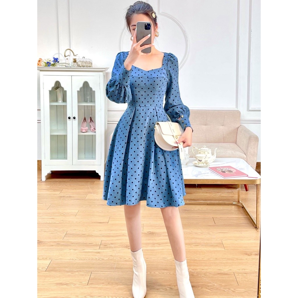 Váy cup ngực chấm bi 1VA01536XT Lep'