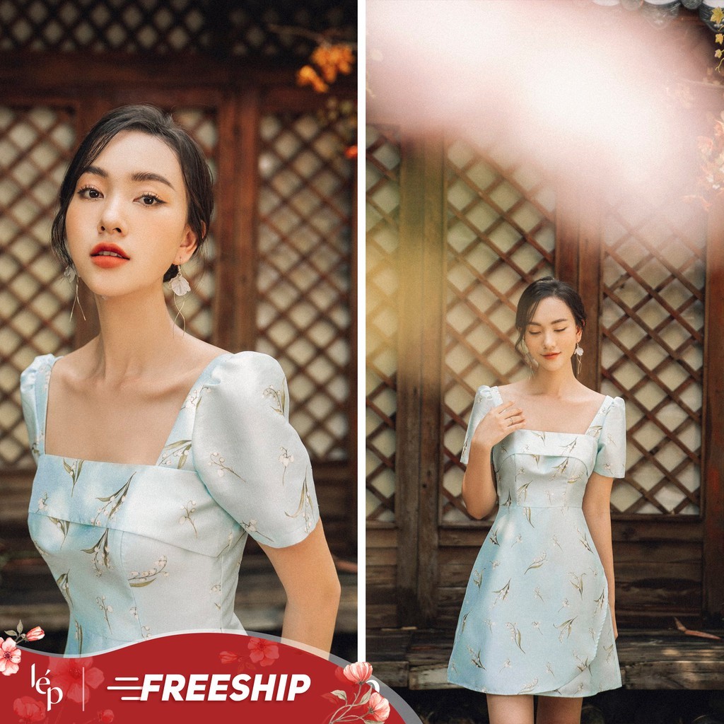 Váy vạt chéo cổ vuông_1VA577XT_Lep'