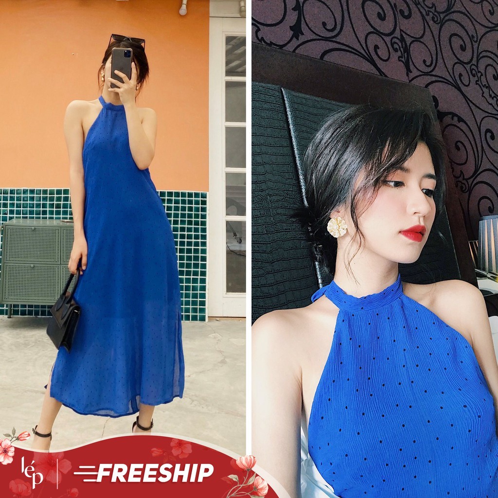 Váy cổ yếm dập ly_1VA507XA_Lep'