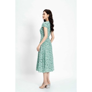 Váy cổ V 1 hàng cúc_3VA068XT_Lep'