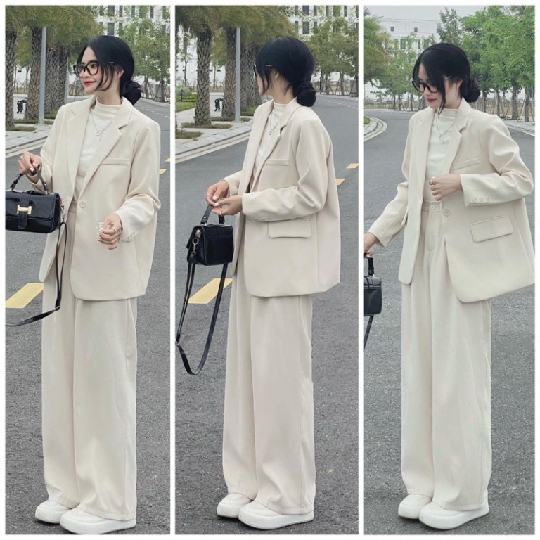 SÉT VEST QUẦN ỐNG RỘNG BASIC, SÉT BỘ QUẦN ỐNG RỘNG KÈM ÁO BLAZER TAY DÀI, SÉT BỘ CÔNG SỞ, SÉT ĐỒ ĐI CHƠI THANH LỊCH