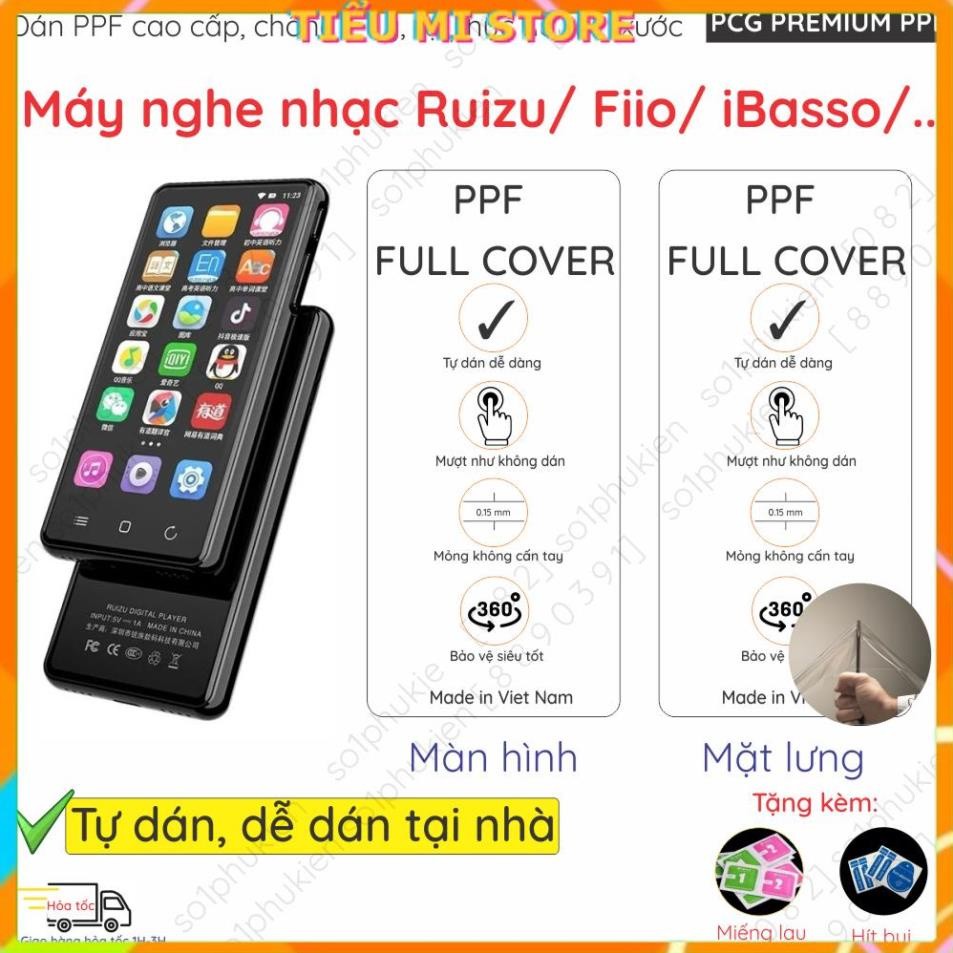 Dán PPF trong, nhám cho máy nghe nhạc hiệu Ruizu/ Fiio/ iBasso/... theo yêu cầu (inbox cho shop trướ