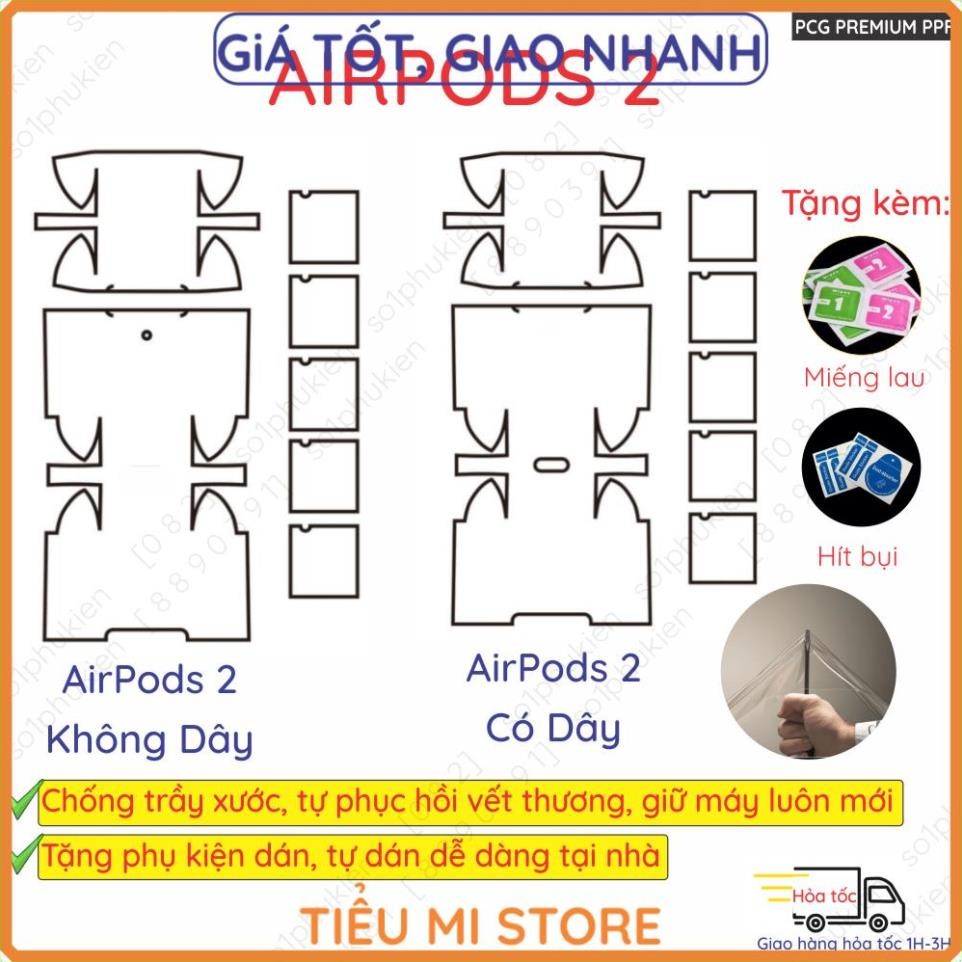 [rẻ vô địch] Skin Dán PPF AirPods 2 có dây/ AirPods 2 không dây full body toàn máy, chuẩn xịn chống 