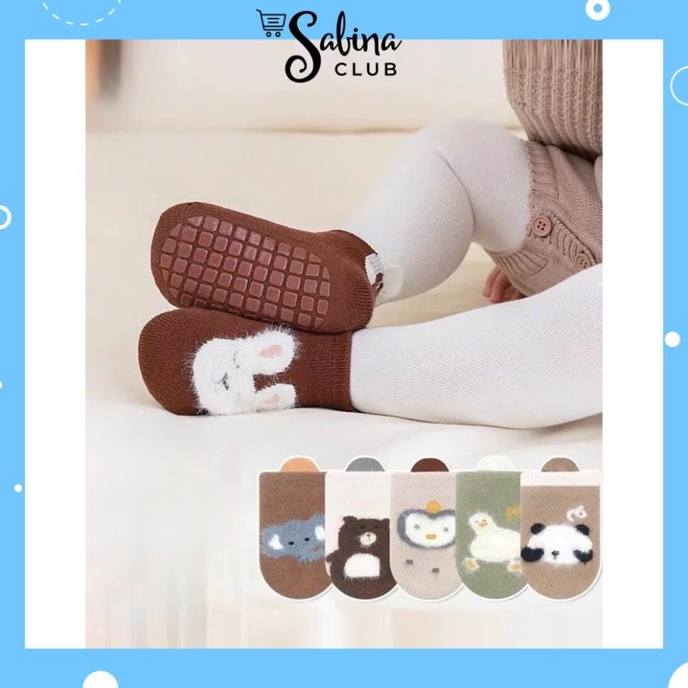 Set 5 Đôi Tất Trẻ Em Hoạ Tiết Gót Thú Cotton Chống Trơn Trượt Cho Bé Trai, Bé Gái Đi Cực Xinh ngocphanminhkhoi