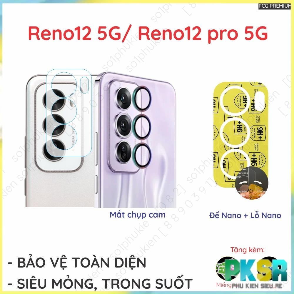 Dán bảo vệ camera Oppo Reno12 5G (Reno 12 5G)/ Reno12 pro 5G loại mắt chụp, loại nano dẻo