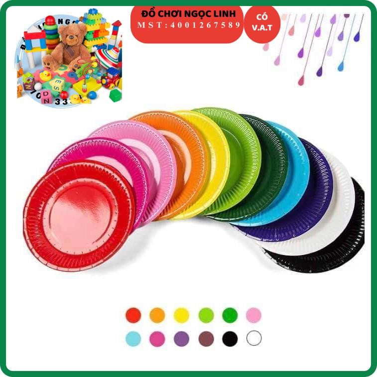 [Chọn Màu] Sét 10 Dĩa giấy màu trang trí thủ công cho bé