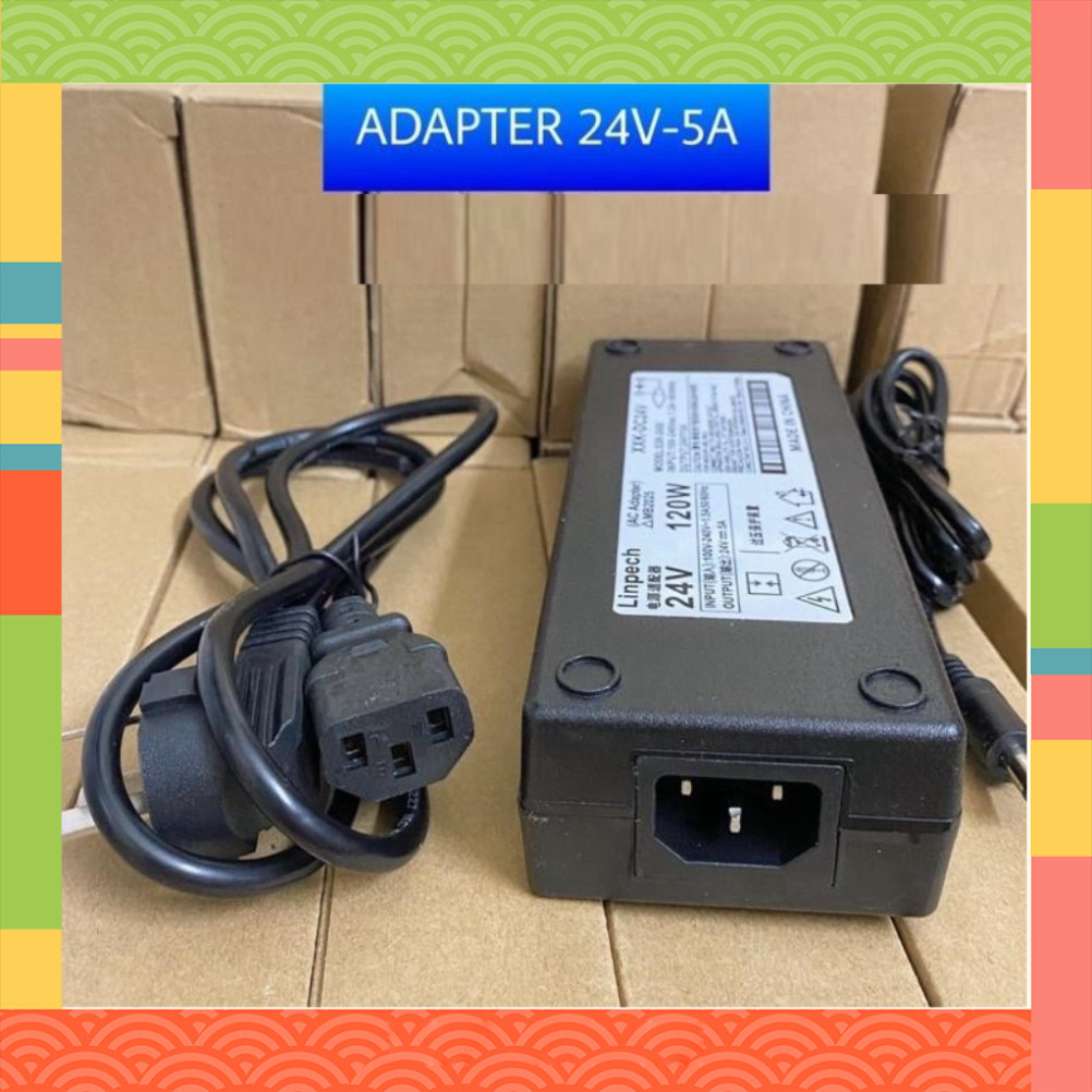 Nguồn 24V -5A  adapter 24v 5a dùng cho thiết bị camera, máy in mã vạch, máy in , máy bơm công suất