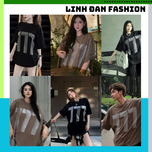 Áo Thun Unisex Đính Đá , Áo Phông HaDes Bling Bling Số 777 Fom Boxy Chính Hãng LinhDann.Shop
