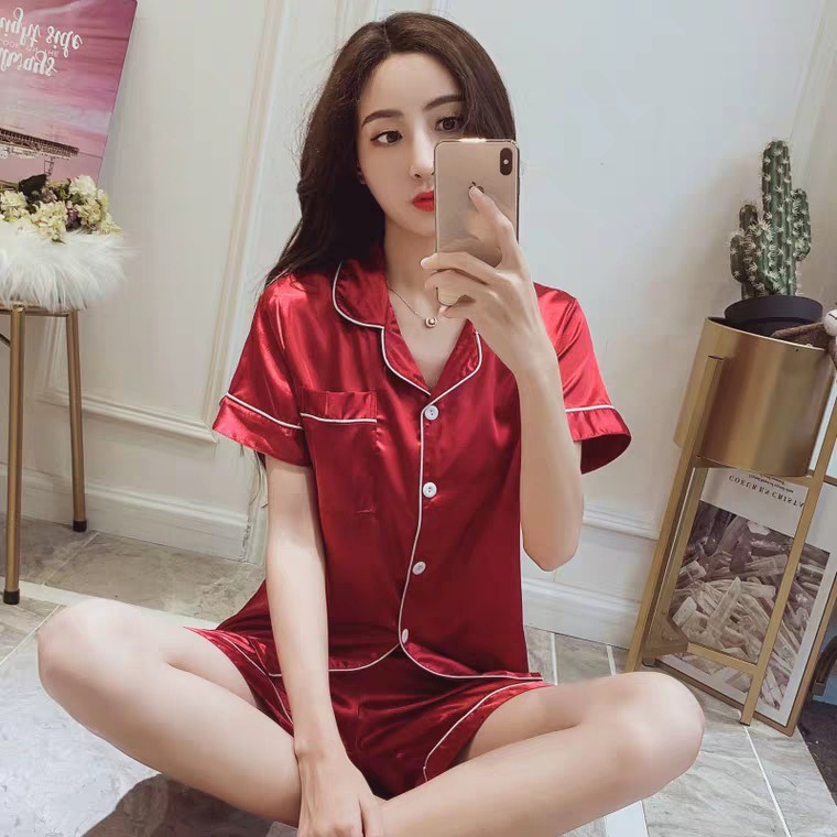 BỘ NGỦ LỤA CỘC VIỀN NƠ - ĐỒ BỘ PIJAMA LỤA NƠ