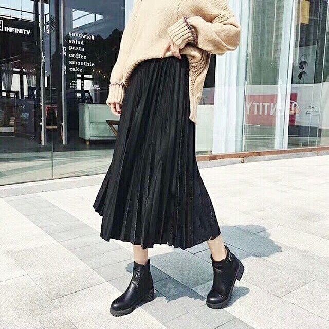 CHÂN VÁY XẾP LY DÁNG DÀI (ảnh thật)