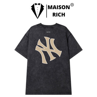 Áo Thun Wash Maison Rich Premium MLB NY Royal Yellow