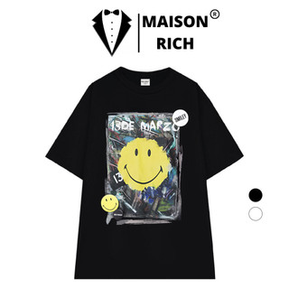  Áo Thun Maison Rich Premium Tee 13de Marzo x Smiley Broken Pin Graffiti 