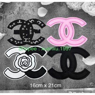 sticker logo patch thêu X chane.l to đẹp 16cm x 21cm có keo ép , miếng vá ủi quần áo