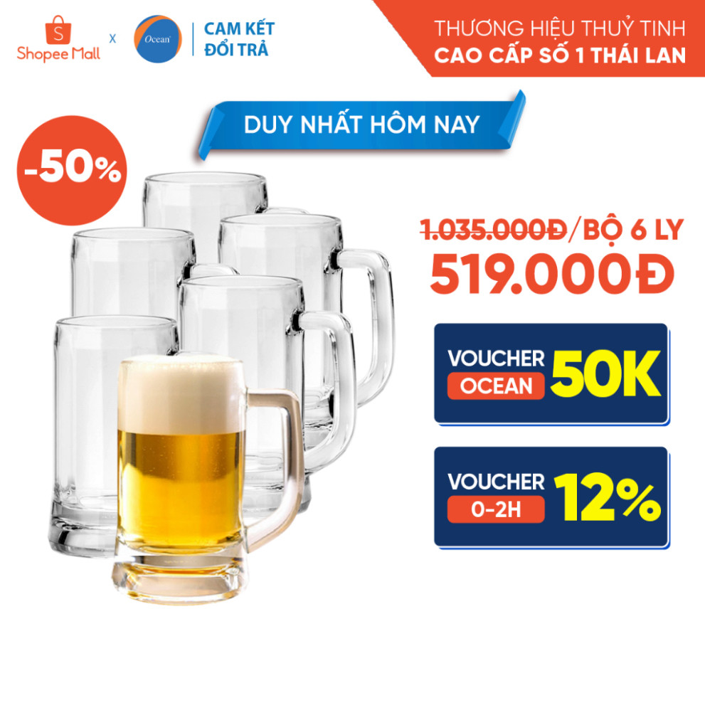 Bộ 6 ly bia Ocean Munich 640ml - Chính Hãng