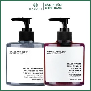 Combo Grace And Glow Dầu Gội Secret Bombshell Kiềm Dầu 400ml + Sữa Tắm Black Opium Dưỡng Sáng Da 400ml