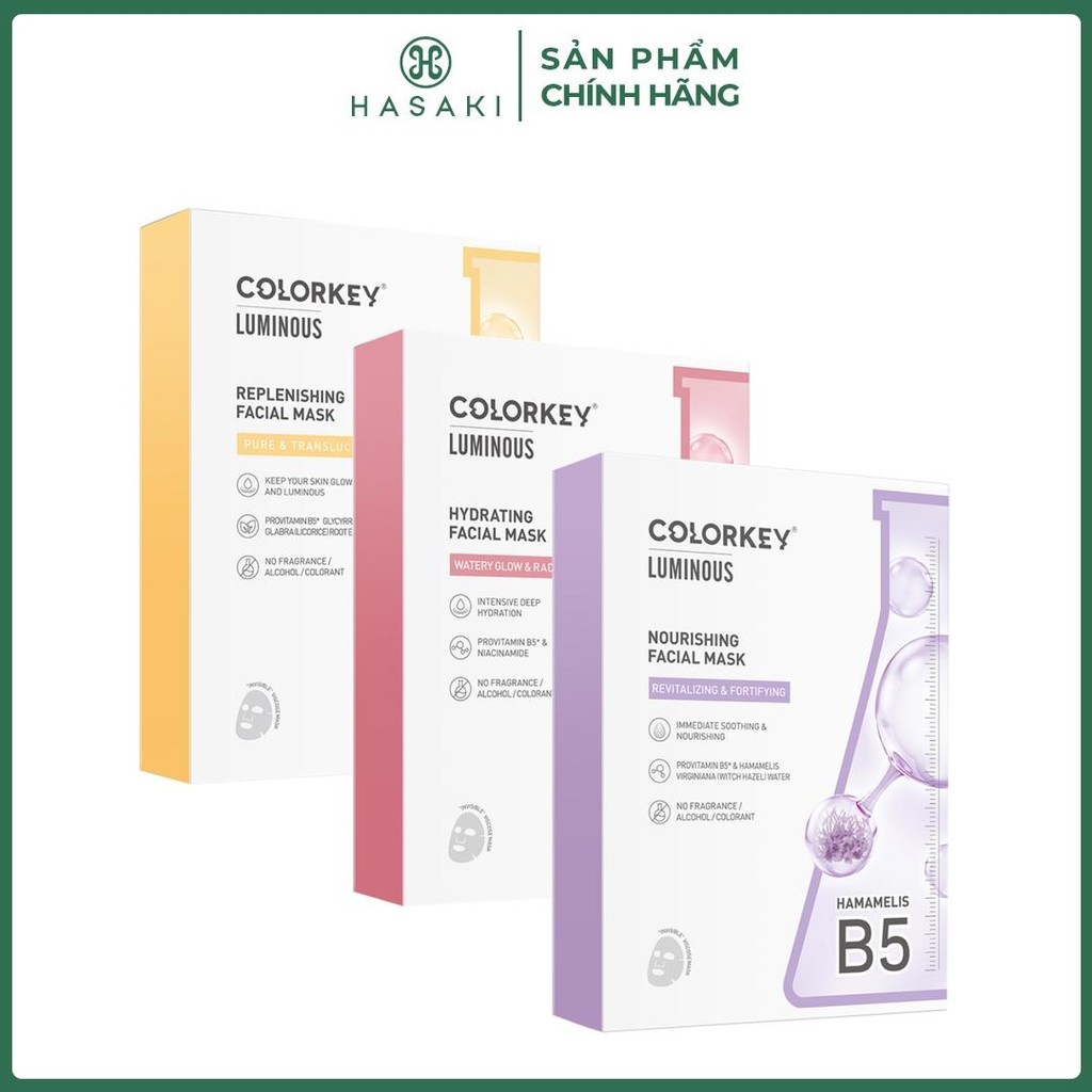 [DAILY] Combo 3 Hộp Mặt Nạ Colorkey 10 Miếng/ Hộp Hasaki Sản Phẩm Chính Hãng