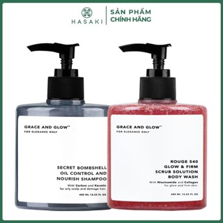 Combo Grace And Glow Dầu Gội Secret Bombshell Kiềm Dầu 400ml + Sữa Tắm Rouge 540 Tẩy Da Chết 400ml Hasaki Sản Phẩm Chính