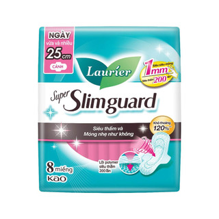  Băng Vệ Sinh Laurier Siêu Mỏng Bảo Vệ 1mm 16 Miếng Super Slimguard 25cm 